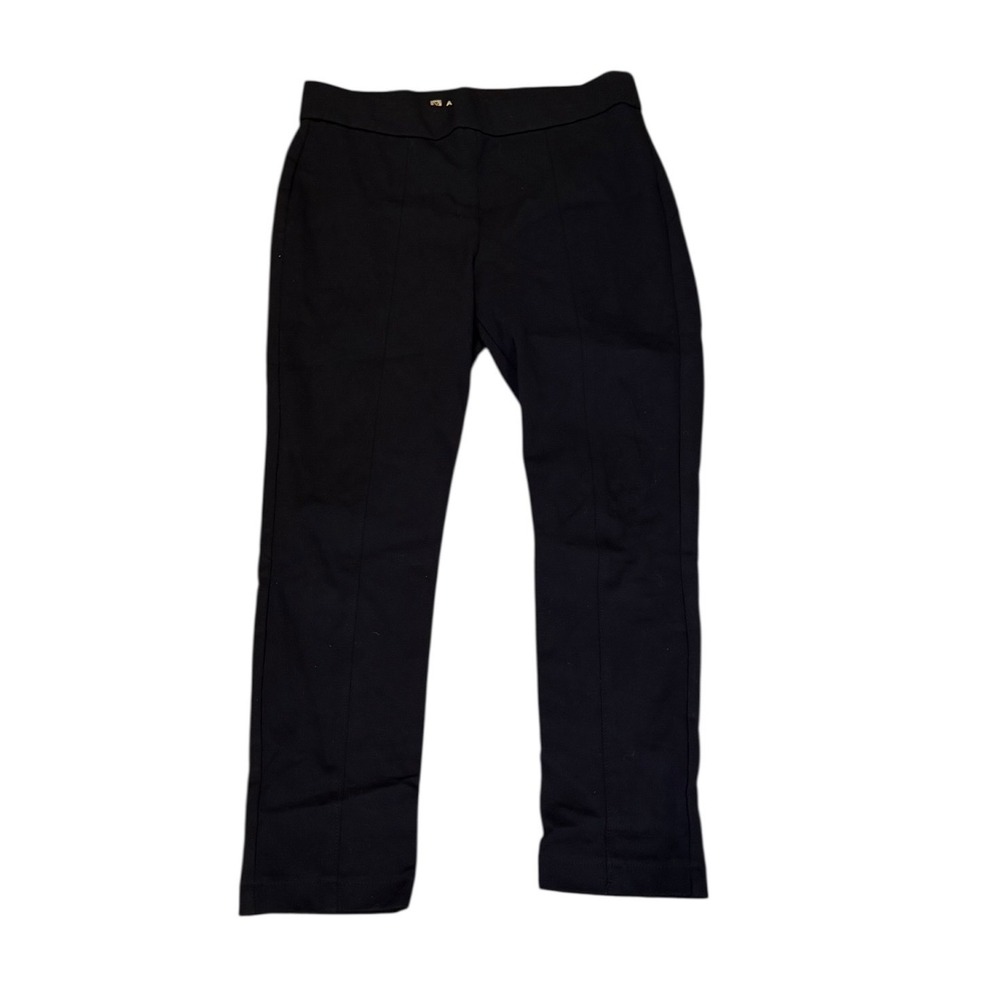Anne Klein Black Ankle Ponte Pull On Elastic Slim Leg Dress Pants Seam Detail L